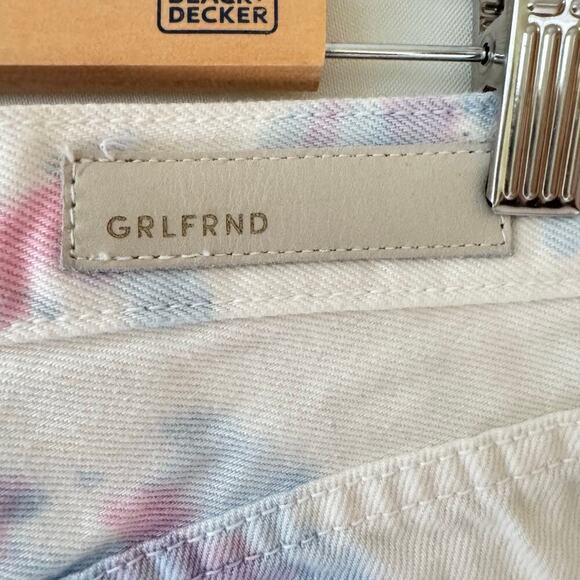 Grlfrnd Women Cindy Shorts Size 24 Sugaree Tie Dye White Denim Pink Raw Hem Jean - Picture 9 of 11